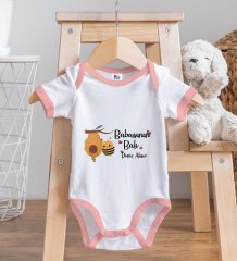 BK Kids Kişiye Özel Pembe Bebek Body Zıbın - Model 13