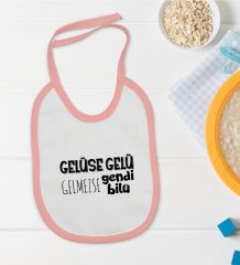 BK Kids Gelüse Gelü Tasarımlı Pembe Bebek Mama Önlüğü-1
