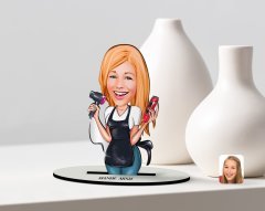Kişiye Özel Kadın Kuaför Karikatürlü Ahşap Biblo Model-3
