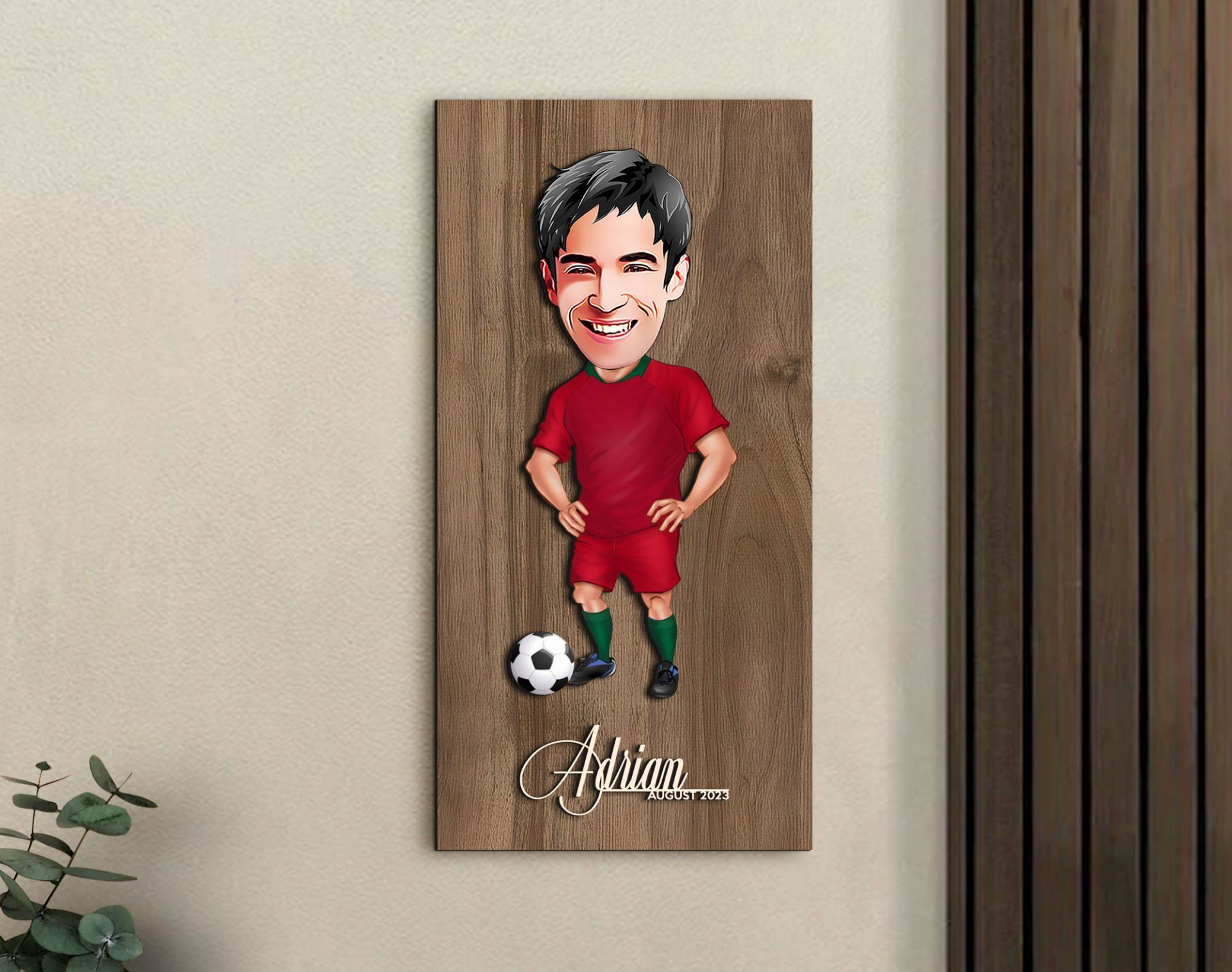 BK Gift Kişiye Özel Futbolcu Karikatürlü Kabartma Figürlü Ahşap Tablo-12, Arkadaşa Hediye, Sevgiliye Hediye, Duvar Dekoru