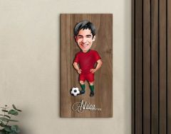 BK Gift Kişiye Özel Futbolcu Karikatürlü Kabartma Figürlü Ahşap Tablo-12, Arkadaşa Hediye, Sevgiliye Hediye, Duvar Dekoru
