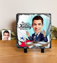 Kişiye Özel Bay Spiker Sunucu Karikatürlü Dekoratif Doğal Taş - 1