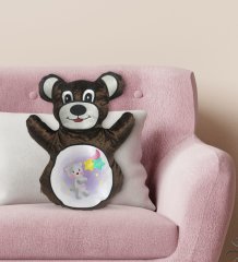 BK Gift Tatlı Ayıcık Tasarımlı Kahverengi Ayıcık Yastık-1
