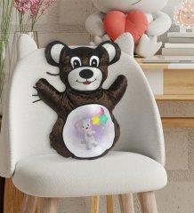 BK Gift Tatlı Ayıcık Tasarımlı Kahverengi Ayıcık Yastık-1