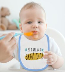 BK Kids Darlama Beni Tasarımlı Mavi Bebek Body Zıbın ve Mama Önlüğü Hediye Seti-1