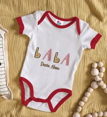 BK Kids Kişiye Özel Baba Tasarımlı Kırmızı Bebek Body Zıbın-1