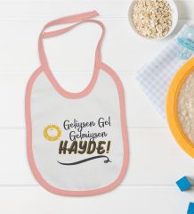 BK Kids Geliysen Gel Tasarımlı Pembe Bebek Mama Önlüğü-1