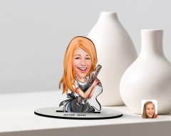 Kişiye Özel Kadın Kuaför Karikatürlü Ahşap Biblo Model-2