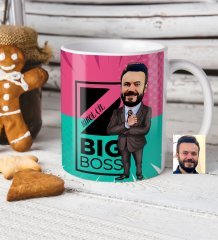 Kişiye Özel Bay Big Boss Karikatür Beyaz Kupa Bardak - 1
