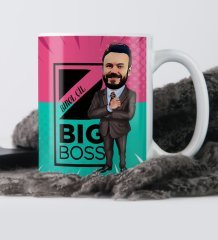 Kişiye Özel Bay Big Boss Karikatür Beyaz Kupa Bardak - 1