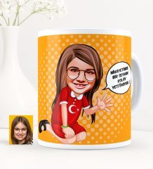 Kişiye Özel Kolay Yetişmiyor Kız Çocuk Karikatürlü Beyaz Kupa Bardak - 3