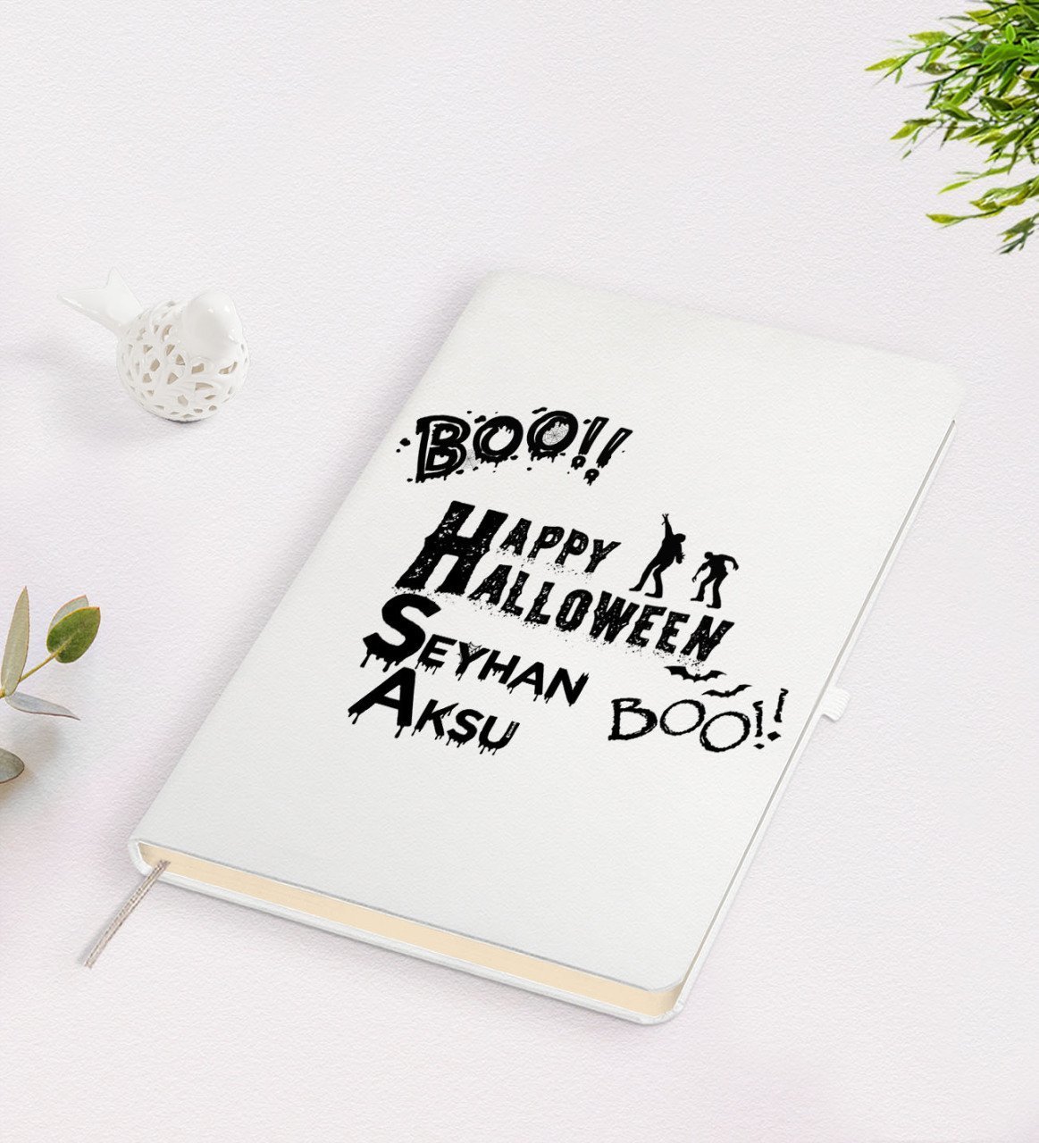 Kişiye Özel Happy Halloween Tasarımlı Beyaz Defter-2
