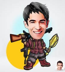 Kişiye Özel Erkek Pubg Tasarımlı Dijital Karikatür-5