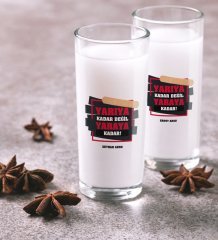 Kişiye Özel Renkli Baskılı Yarıya Kadar Değil Yaraya Kadar İkili Rakı Bardağı Seti-4