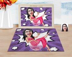 Kişiye Özel Kadın Patroniçe Karikatürlü 1000 Parça Profesyonel Puzzle-1