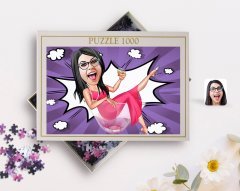 Kişiye Özel Kadın Patroniçe Karikatürlü 1000 Parça Profesyonel Puzzle-1