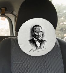 BK Gift Atatürk Temalı Yuvarlak Araç Koltuk Yastığı-14