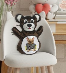 BK Gift Şarkıcı Köpek Tasarımlı Kahverengi Ayıcık Yastık-1