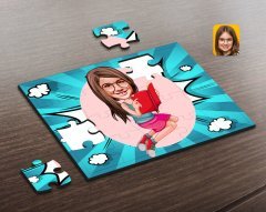 Kişiye Özel Kız Çocuk Karikatürlü Ahşap Puzzle-5