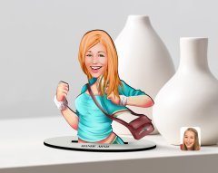 Kişiye Özel Kadın Karikatürlü Ahşap Biblo Model-52