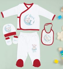 BK Kids Kişiye Özel 10 Parça Kırmızı Hastane Çıkışı Battaniye ve Yastık Hediye Seti, Yeni Doğan Bebek Giyim Hediyesi-9