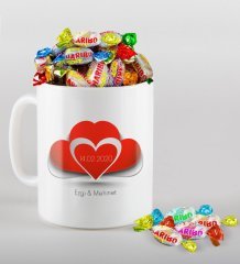 Kişiye Özel Sevgililer Günü Beyaz Kupa ve Haribo Şeker Hediye Seti-117