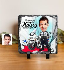 Kişiye Özel Bay Polis Karikatürlü Dekoratif Doğal Taş - 7