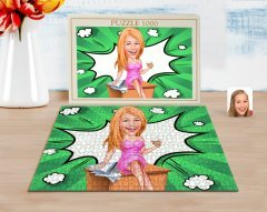 Kişiye Özel Kadın Patron Karikatürlü 1000 Parça Profesyonel Puzzle-7