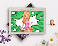 Kişiye Özel Kadın Patron Karikatürlü 1000 Parça Profesyonel Puzzle-7