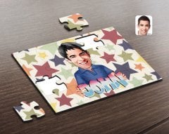 Kişiye Özel Erkek İsimli Karikatürlü Ahşap Puzzle-1