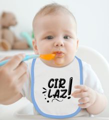 BK Kids Cırlaz Tasarımlı Mavi Bebek Body Zıbın ve Mama Önlüğü Hediye Seti-1