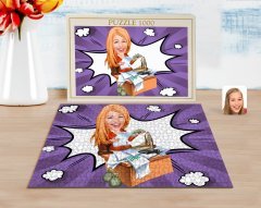 Kişiye Özel Kadın Patron Karikatürlü 1000 Parça Profesyonel Puzzle-6
