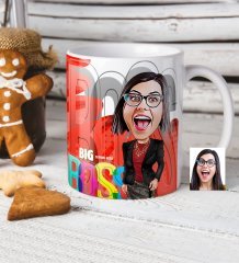 Kişiye Özel Bayan Big Boss Karikatür Beyaz Kupa Bardak - 1
