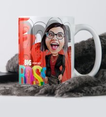 Kişiye Özel Bayan Big Boss Karikatür Beyaz Kupa Bardak - 1