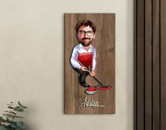 BK Gift Kişiye Özel Curling Karikatürlü Kabartma Figürlü Ahşap Tablo-1, Arkadaşa Hediye, Sevgiliye Hediye, Duvar Dekoru