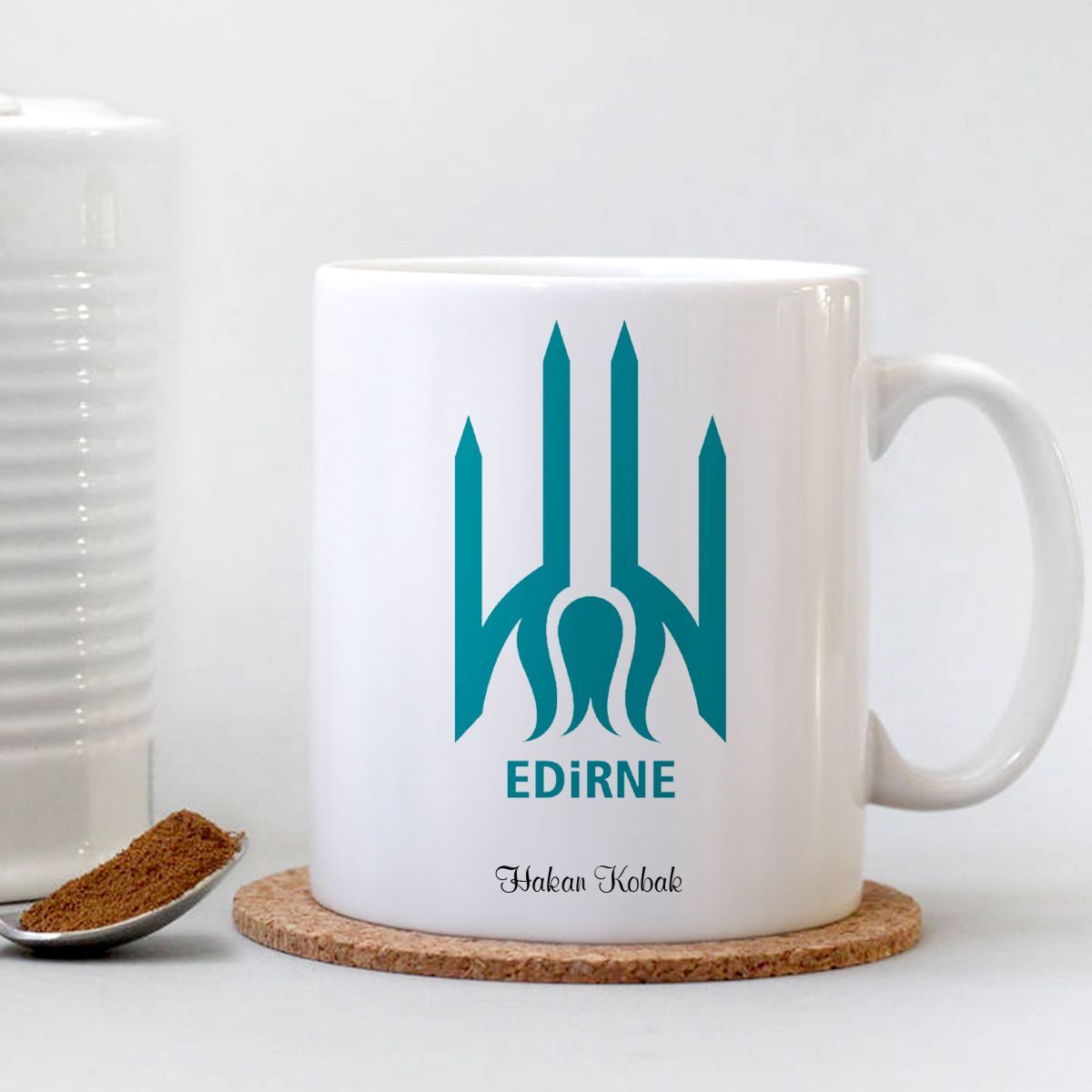 Kişiye Özel Edirne Beyaz Kupa Bardak - 001