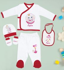 BK Kids Kişiye Özel 10 Parça Kırmızı Hastane Çıkışı Battaniye ve Yastık Hediye Seti, Yeni Doğan Bebek Giyim Hediyesi-7