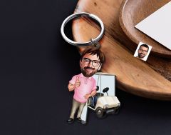 BK Gift Kişiye Özel Golf Oyuncusu Karikatürlü Ahşap Anahtarlık-7 Sevgiliye Hediye, Arkadaşa Hediye, Doğum Günü Hediyesi