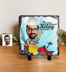 Kişiye Özel Bay Mühendis Karikatürlü Dekoratif Doğal Taş - 2