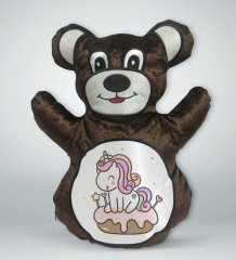 BK Gift Sevimli Unicorn Tasarımlı Kahverengi Ayıcık Yastık-1