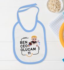 BK Kids Ceo Olucam Tasarımlı Mavi Bebek Body Zıbın ve Mama Önlüğü Hediye Seti-1