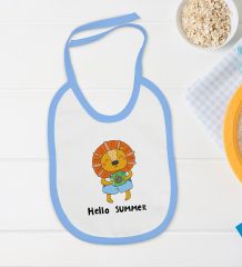 BK Kids Hello Summer Tasarımlı Mavi Bebek Body Zıbın ve Mama Önlüğü Hediye Seti-1