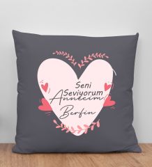 BK Gift Kişiye Özel İsimli Anneler Günü Tasarımlı Antrasit Kırlent Yastık, Anneye Hediye, Ev Dekorasyonu, Anneler Günü Hediyesi-10