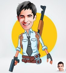 Kişiye Özel Erkek Pubg Tasarımlı Dijital Karikatür-1