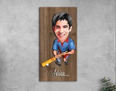 BK Gift Kişiye Özel Cricket Karikatürlü Kabartma Figürlü Ahşap Tablo-1, Arkadaşa Hediye, Sevgiliye Hediye, Duvar Dekoru