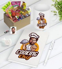 Kişiye Özel Bay Chef Karikatürlü Nostaljik Lezzetler Defter Kalem Kupa Hediye Seti-15