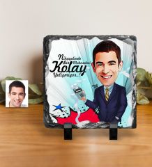 Kişiye Özel Bay Muhasebeci Karikatürlü Dekoratif Doğal Taş - 1