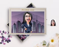 Kişiye Özel Kadın Patron Karikatürlü 1000 Parça Profesyonel Puzzle-4