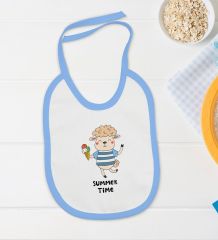 BK Kids Summer Time Tasarımlı Mavi Bebek Body Zıbın ve Mama Önlüğü Hediye Seti-1