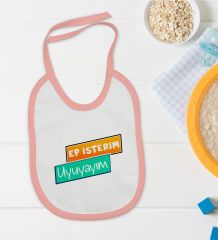 BK Kids Ep İsterim Tasarımlı Pembe Bebek Mama Önlüğü-3